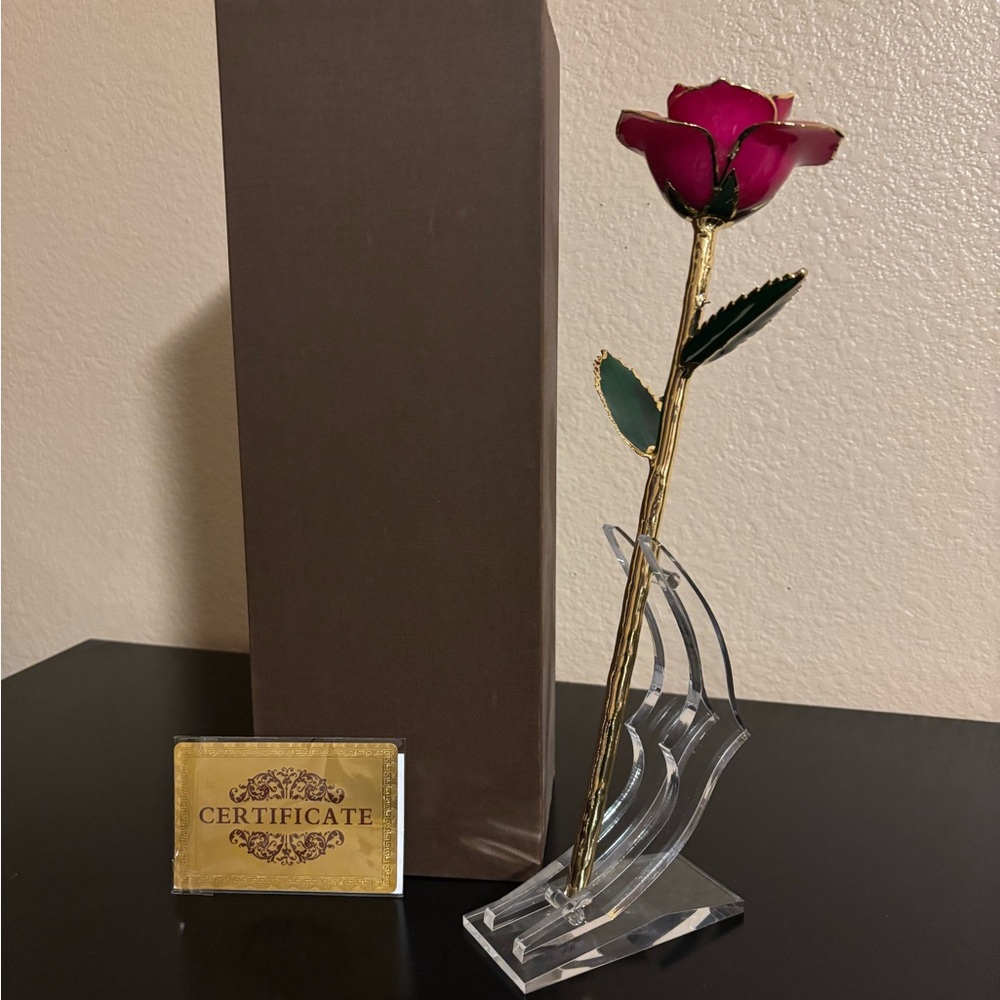 Elegant Red Rose with Gold Stem by [Brand]